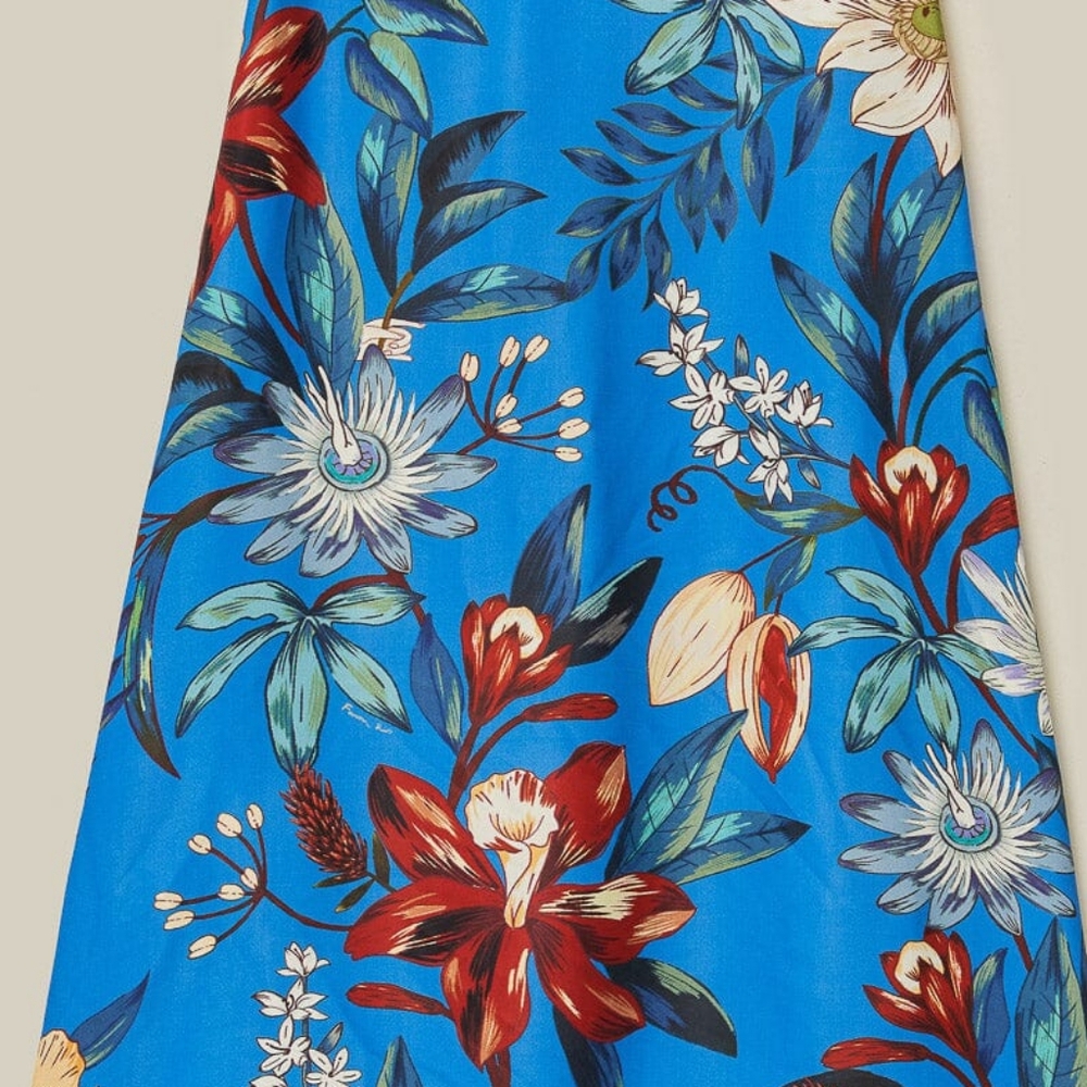 blue surreal flowers lenzing ecovero midi skirt